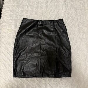 Black faux leather mini skirt